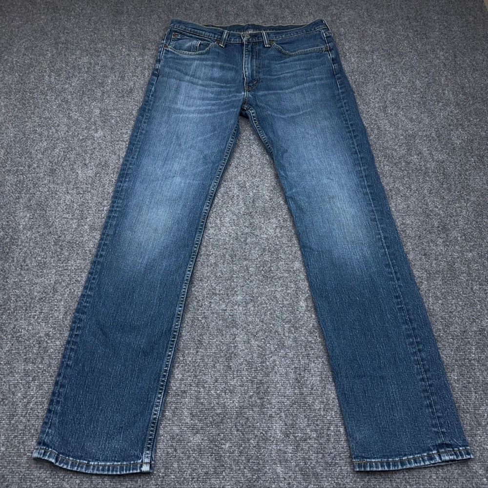 Levi's 514 Straight Fit Jeans Mena 34x34 Blue Medium Wash Stretch Denim Fade
